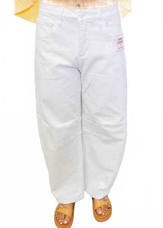RISEN Pants - NEW RISEN tummy control slouchy ankle barrel pants in white